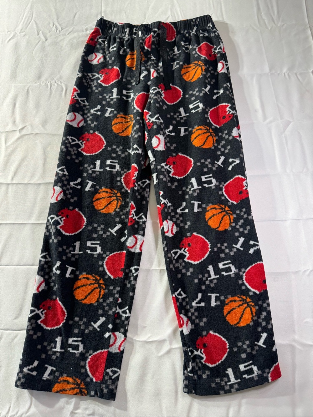 Arizona Jeans Medium Kids Black Basketball Football Baseball Fleece Pajama Pants